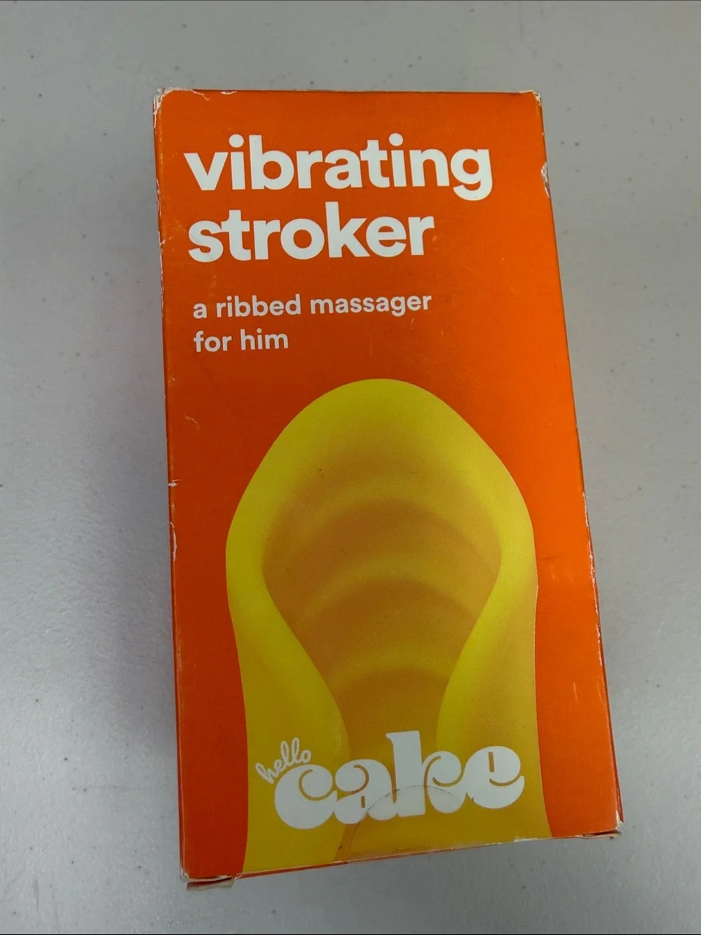 Hello Cake Vibrating Stroker Ribbed Massager - Yellow